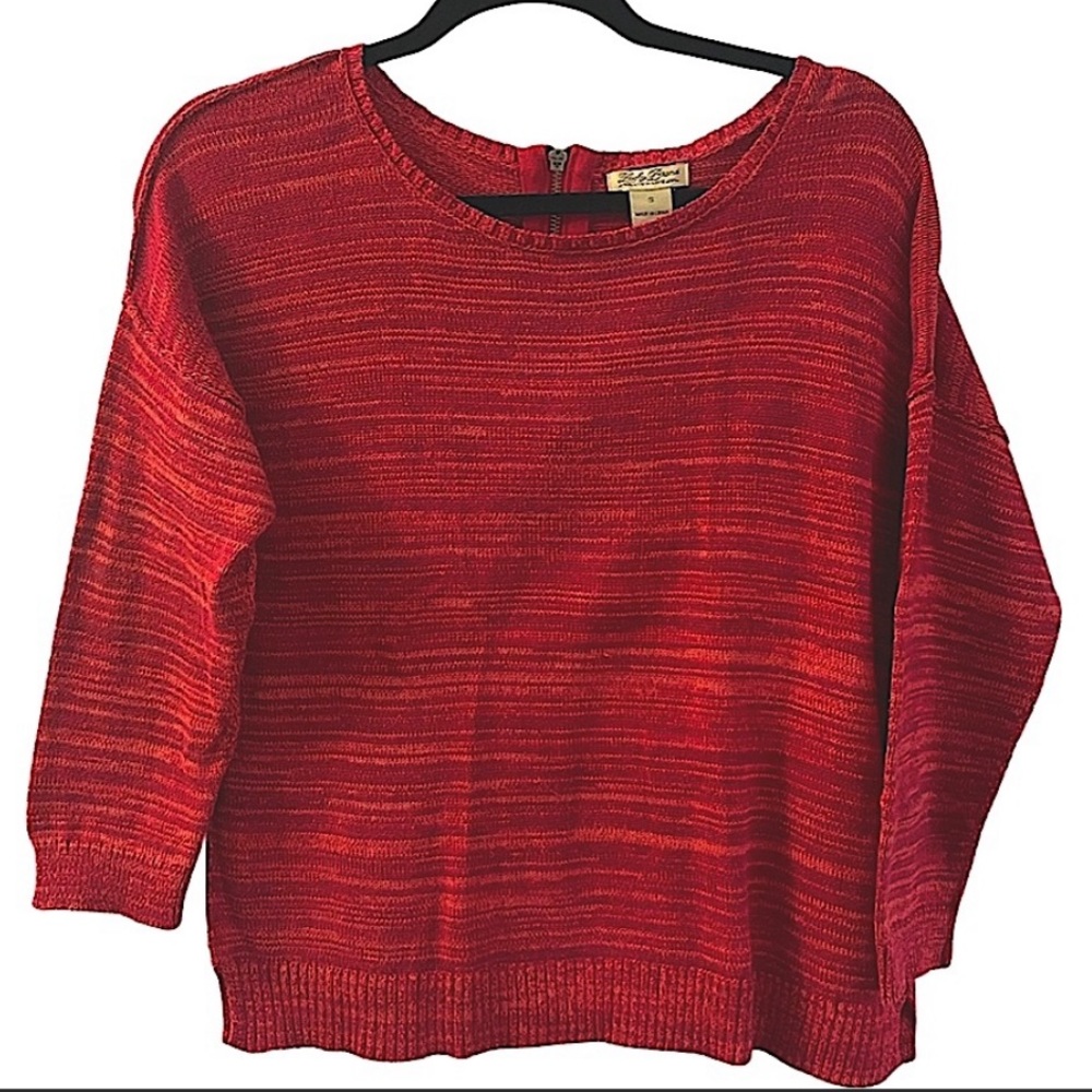 Lucky Brand women’s small red cotton sweater 3/4 sleeve EUC live in love